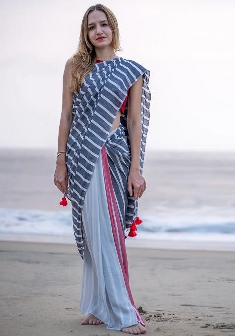 Multicolor Digital Print Cotton Saree set