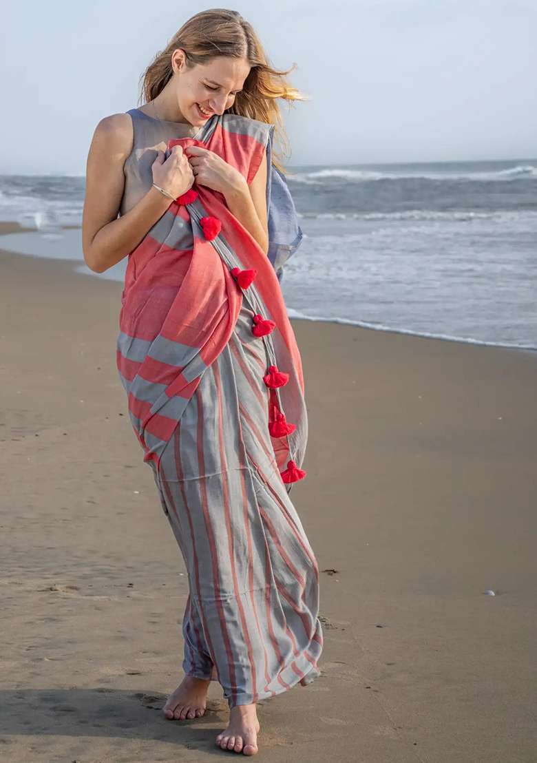 Multicolor Cotton Saree set with Digital Print for Diwali | Wedding & Festive Wear - Indya