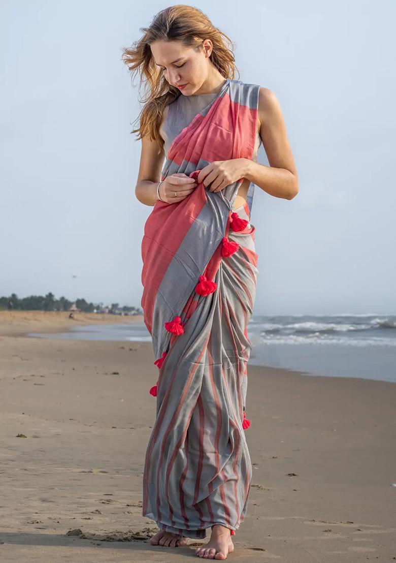 Multicolor Digital Print Cotton Saree set