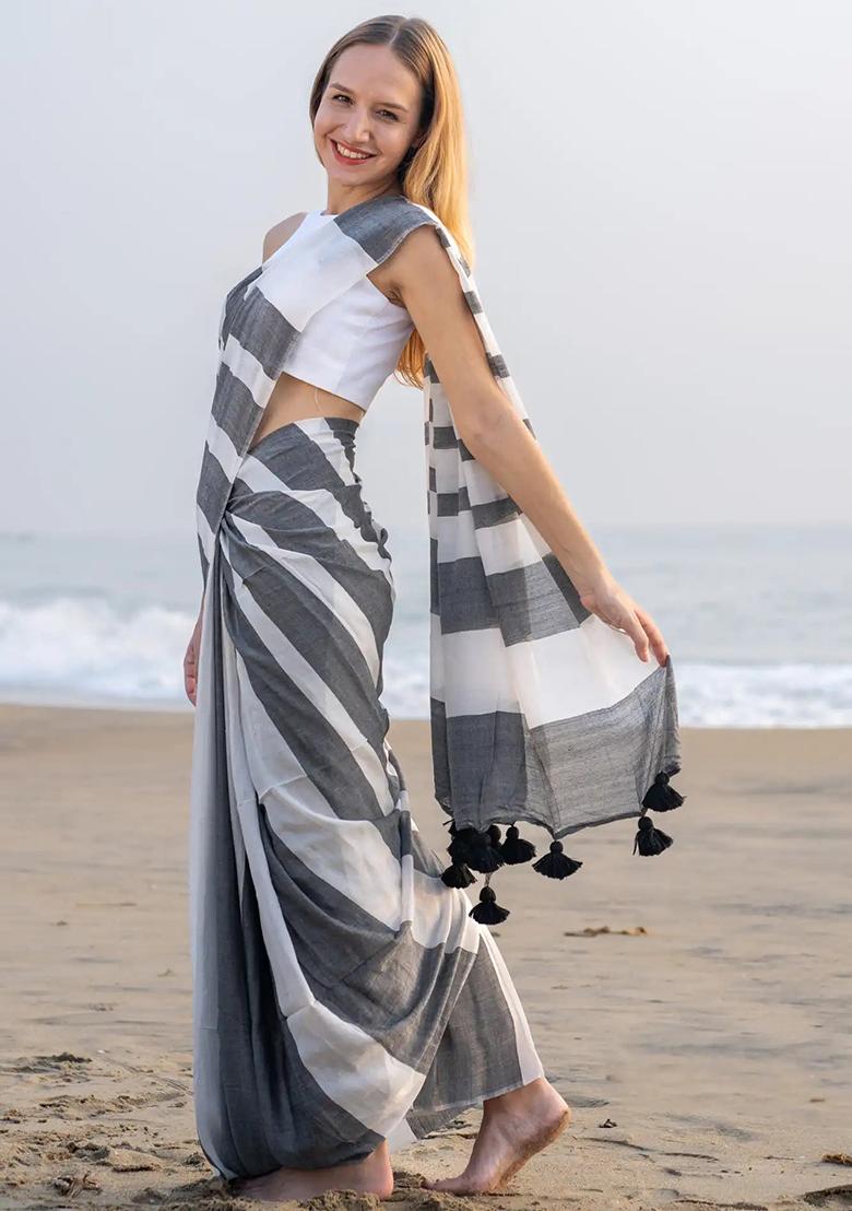 Multicolor Digital Print Cotton Saree set