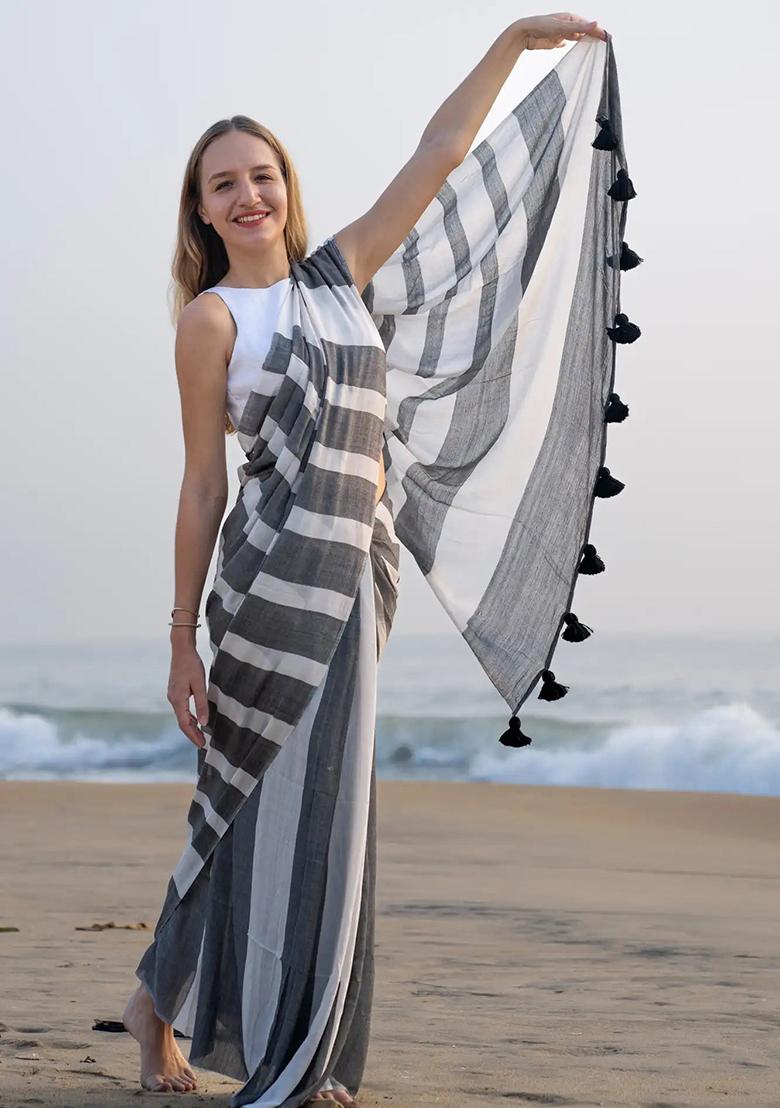 Multicolor Digital Print Cotton Saree set