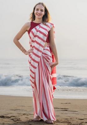 Multicolor Digital Print Cotton Saree set