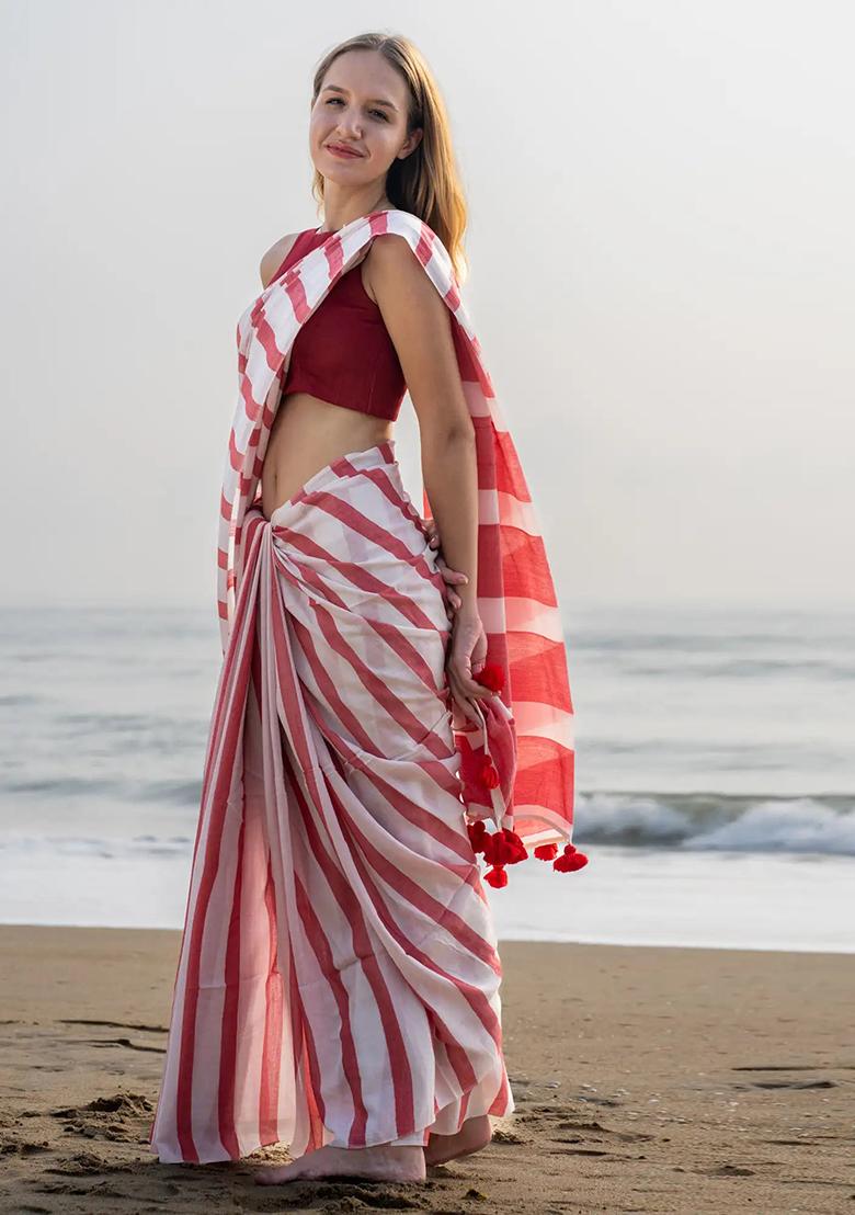 Multicolor Digital Print Cotton Saree set