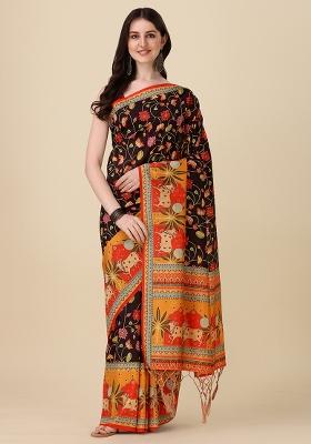 Multicolor Digital Print Silk Saree set
