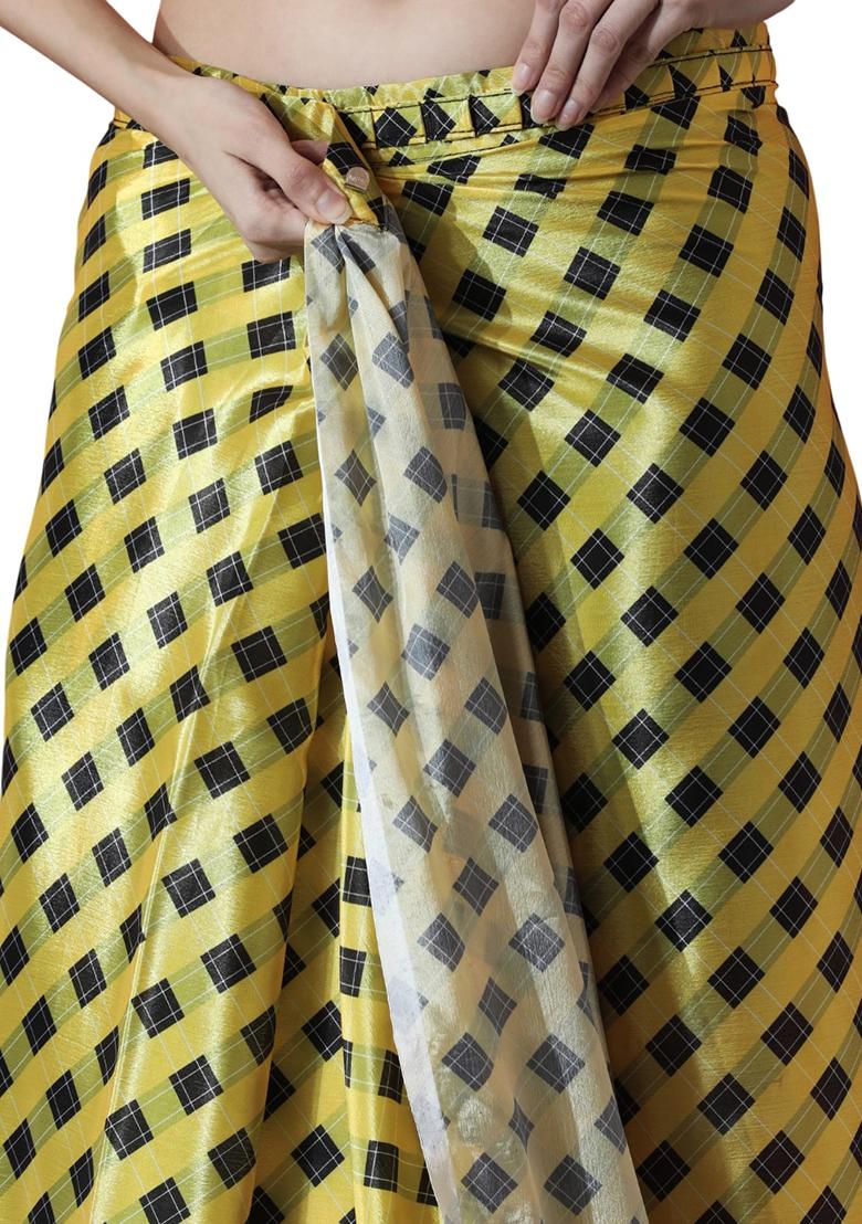 Mehendi Green Digital Print Chinon Saree set