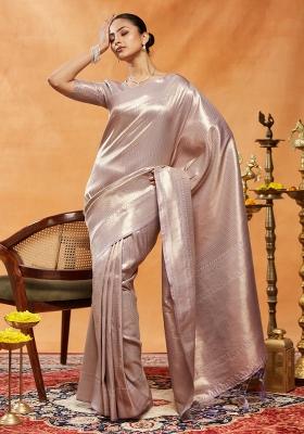 Lavender Woven Silk Saree Set