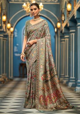 Multi Solid Silk Saree Set