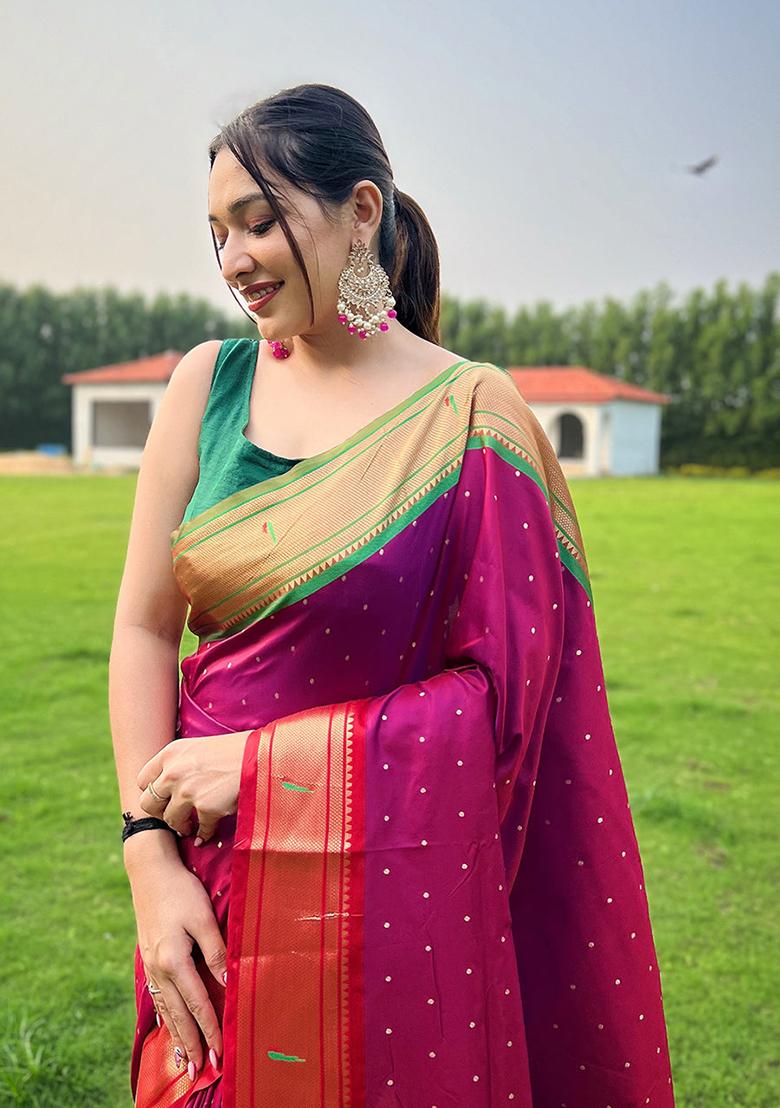 Multi Solid Silk Saree Set