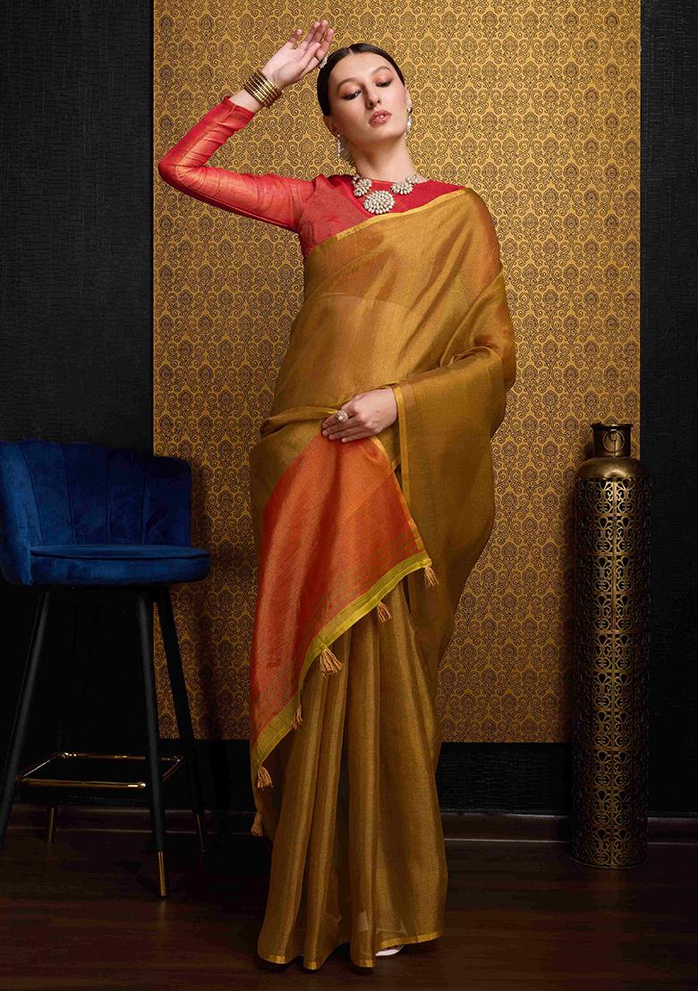 Multi Solid Linen Saree Set