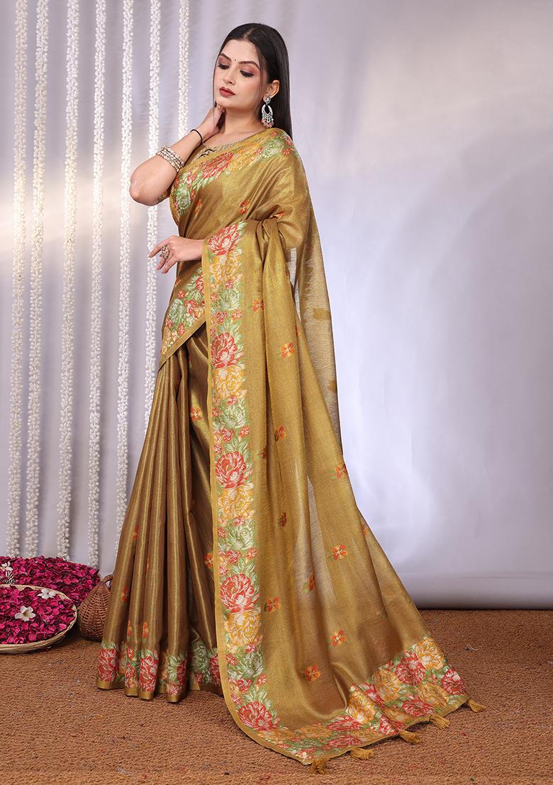 Multi Solid Tissue Saree Set