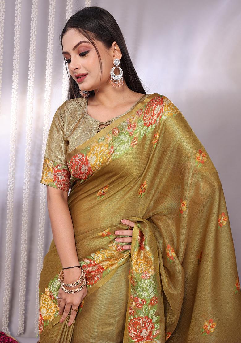 Multi Solid Tissue Saree Set