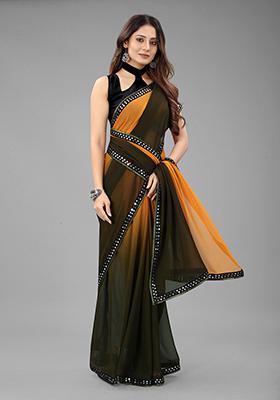 Olive Color Padding Georgette Saree Set With Belt