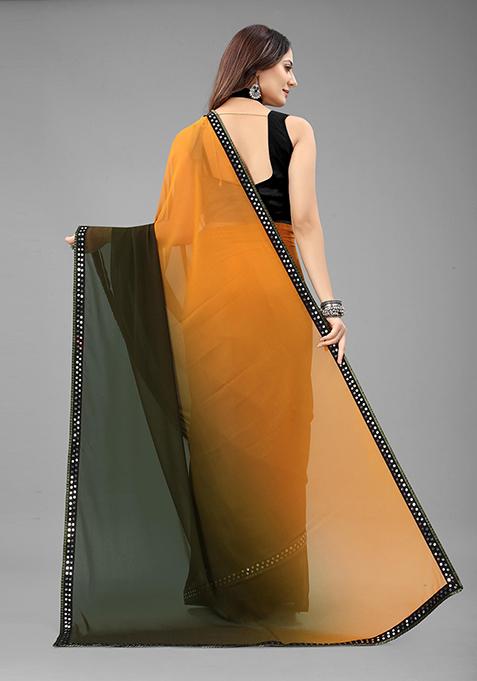 Olive Color Padding Georgette Saree Set With Belt