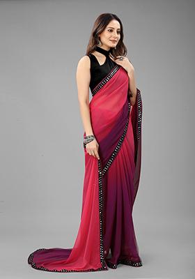 Purple Color Padding Georgette Saree Set With Belt