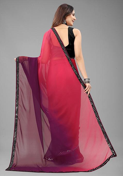 Purple Color Padding Georgette Saree Set With Belt