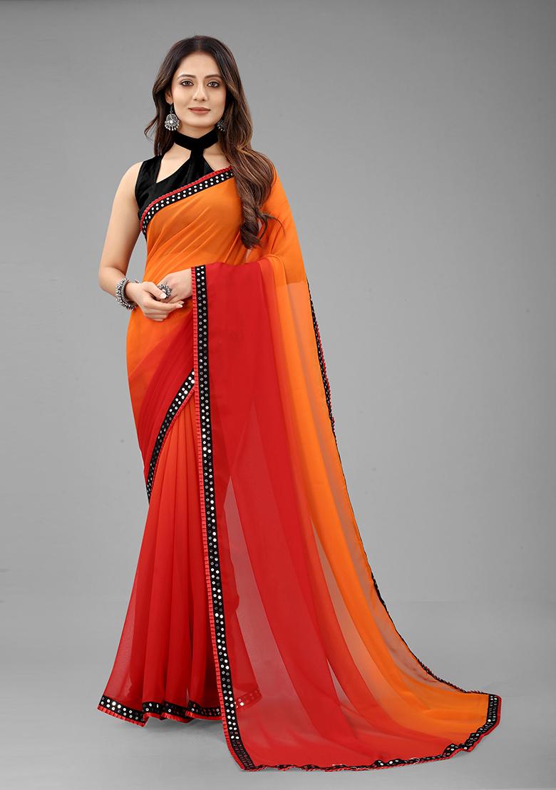 Red Color Padding Georgette Saree Set With Belt