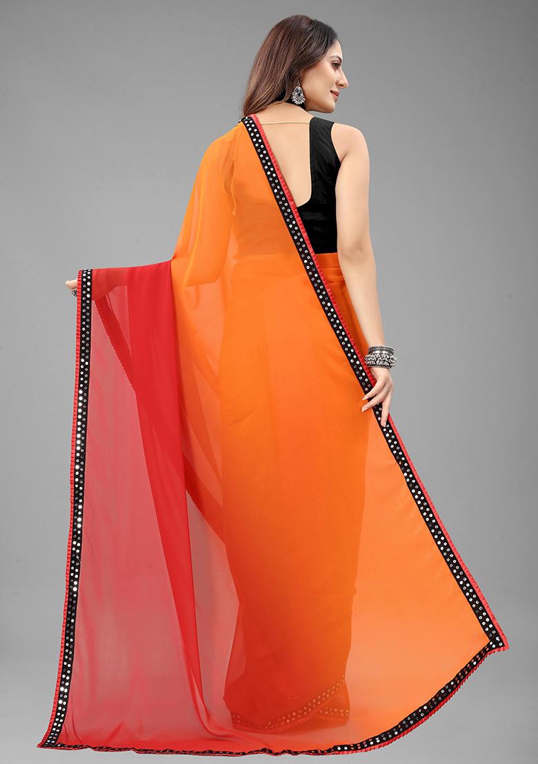 Red Color Padding Georgette Saree Set With Belt