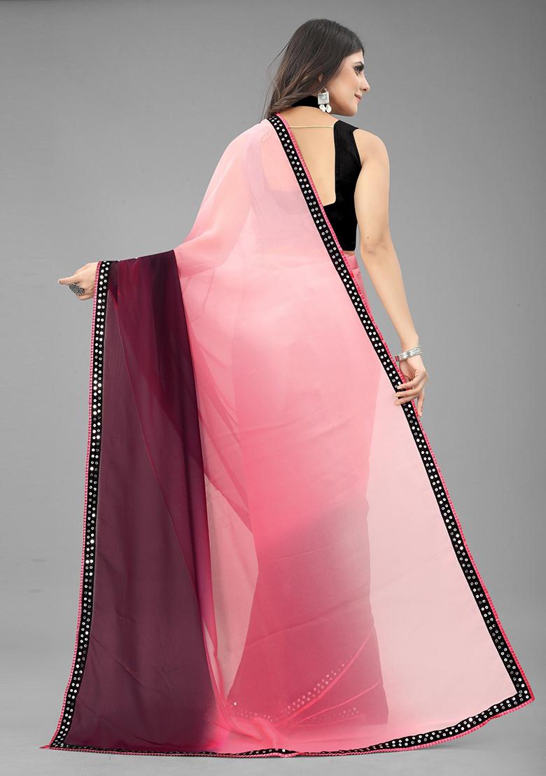 Pink Color Padding Georgette Saree Set With Belt