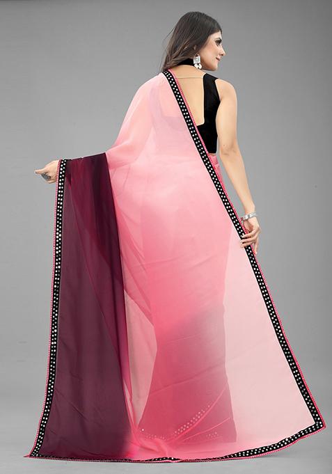 Pink Color Padding Georgette Saree Set With Belt