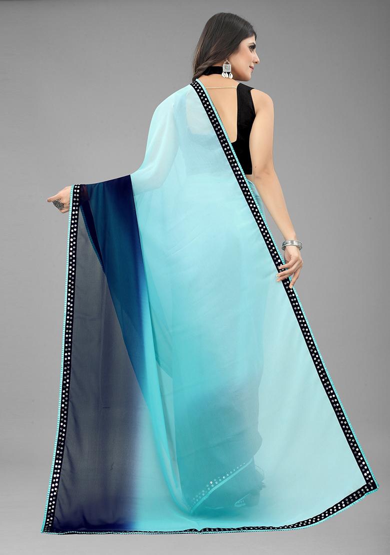 Blue Color Padding Georgette Saree Set With Belt