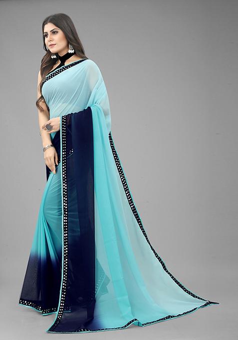 Blue Color Padding Georgette Saree Set With Belt