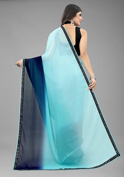 Blue Color Padding Georgette Saree Set With Belt