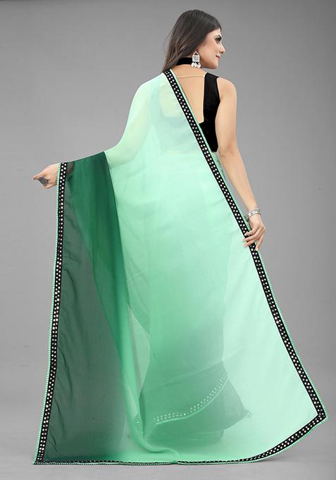 Green Color Padding Georgette Saree Set With Belt