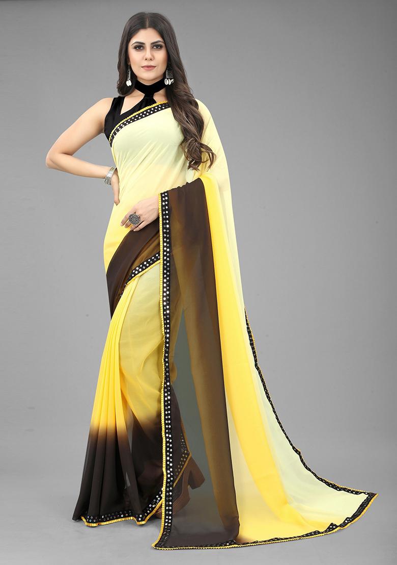 Yellow Color Padding Georgette Saree Set With Belt