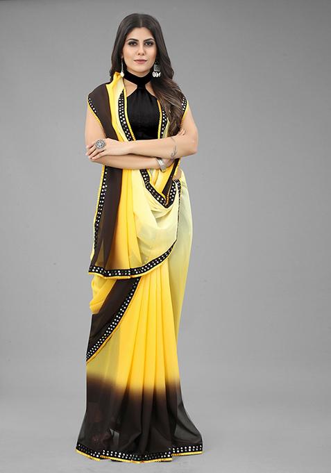 Yellow Color Padding Georgette Saree Set With Belt