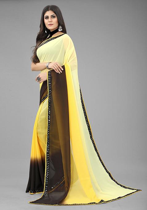 Yellow Color Padding Georgette Saree Set With Belt