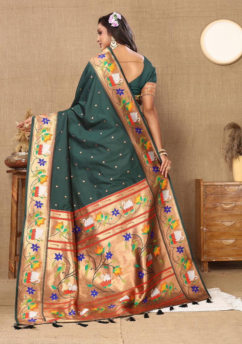 Green Meenakari Paithani Silk Saree Set