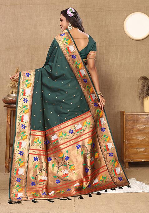 Green Meenakari Paithani Silk Saree Set