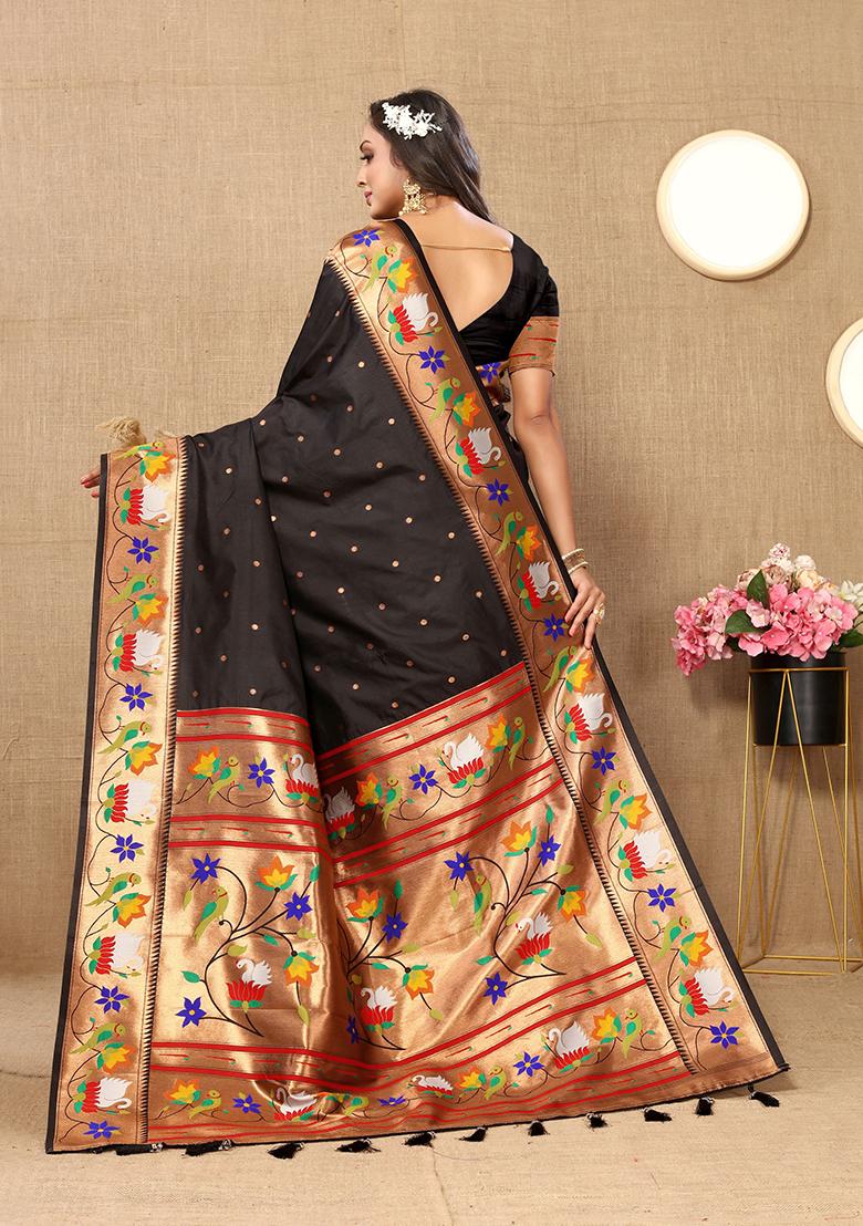 Black Meenakari Paithani Silk Saree Set