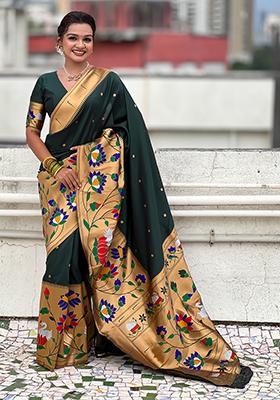 Green Meenakari Paithani Silk Saree Set