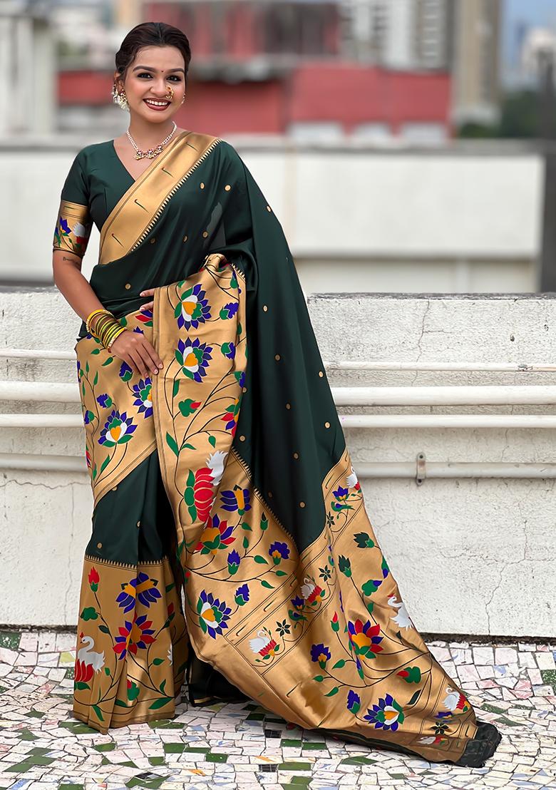 Green Meenakari Paithani Silk Saree Set