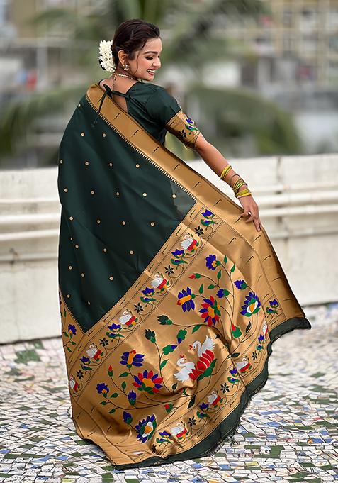 Green Meenakari Paithani Silk Saree Set