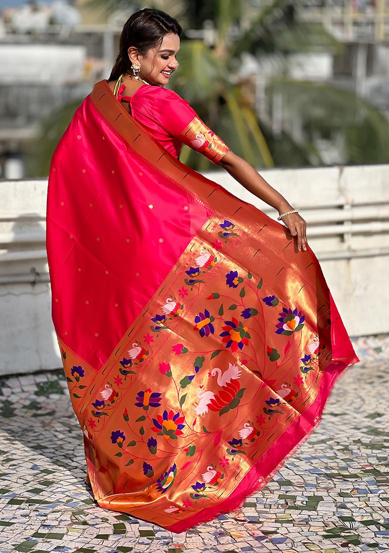 Pink Meenakari Paithani Silk Saree Set