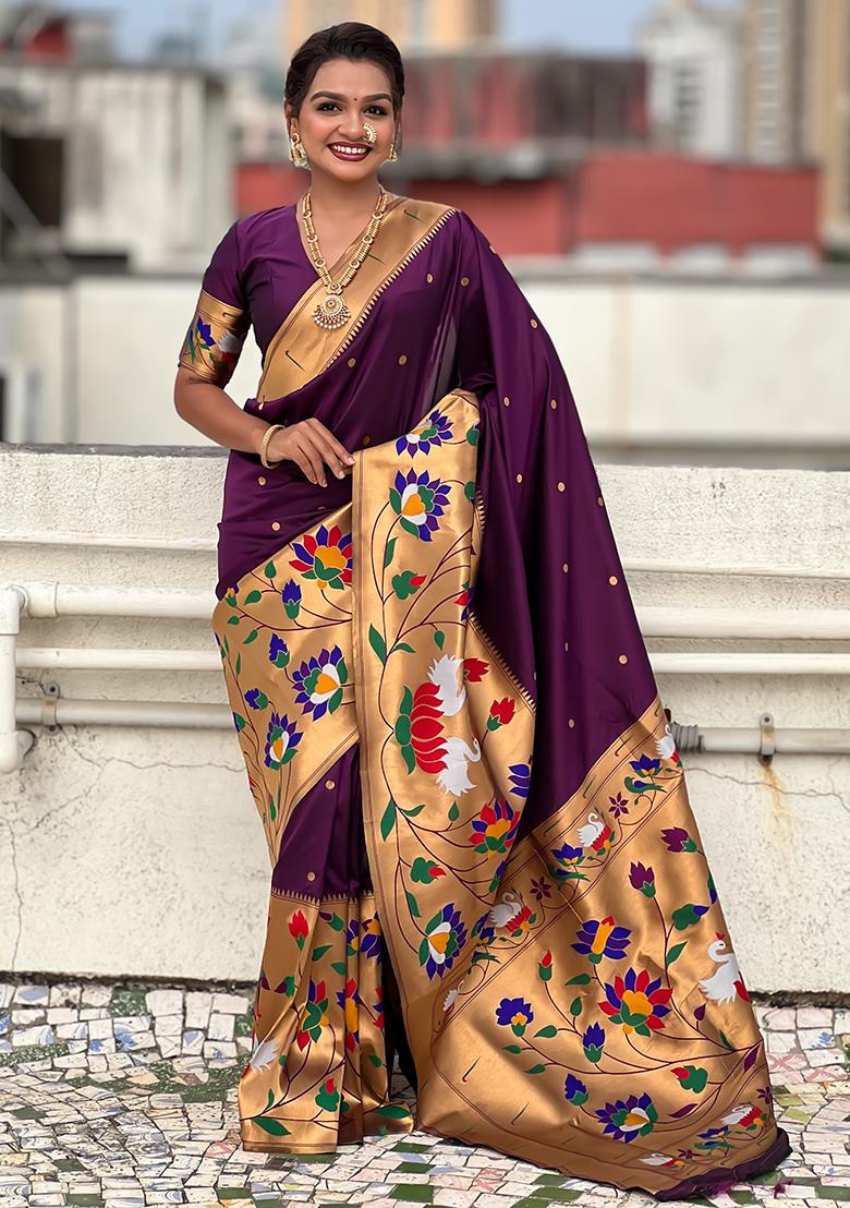 Maroon Meenakari Paithani Silk Saree Set