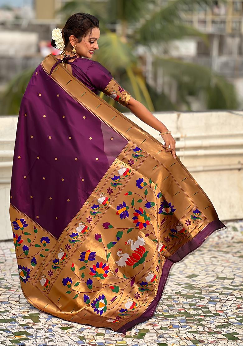 Maroon Meenakari Paithani Silk Saree Set
