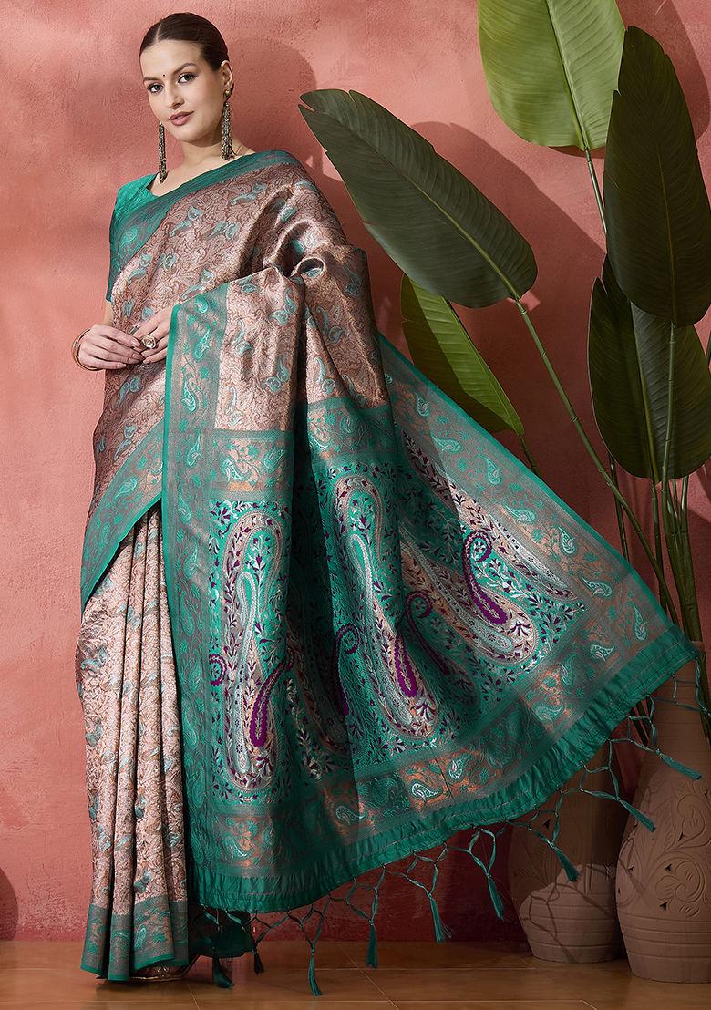 Rama Green Woven Silk Saree Set