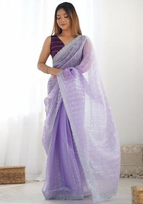 Levender Sequin Embroidered Jimmy Choo Saree Set