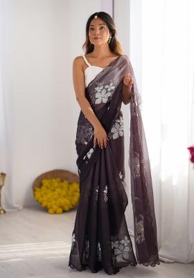 Levender Sequin Embroidered Jimmy Choo Saree Set