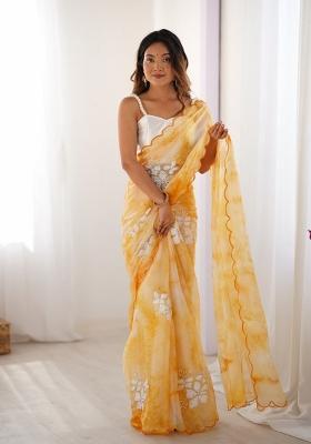Yellow Sequin Embroidered Jimmy Choo Saree Set
