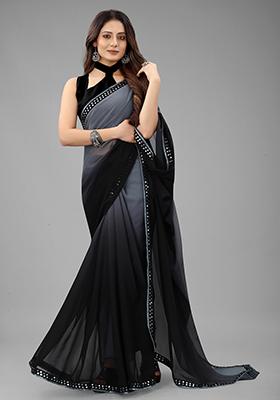 Grey Color Padding Georgette Saree Set With Belt