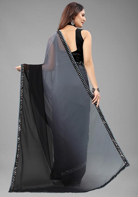 Grey Color Padding Georgette Saree Set With Belt