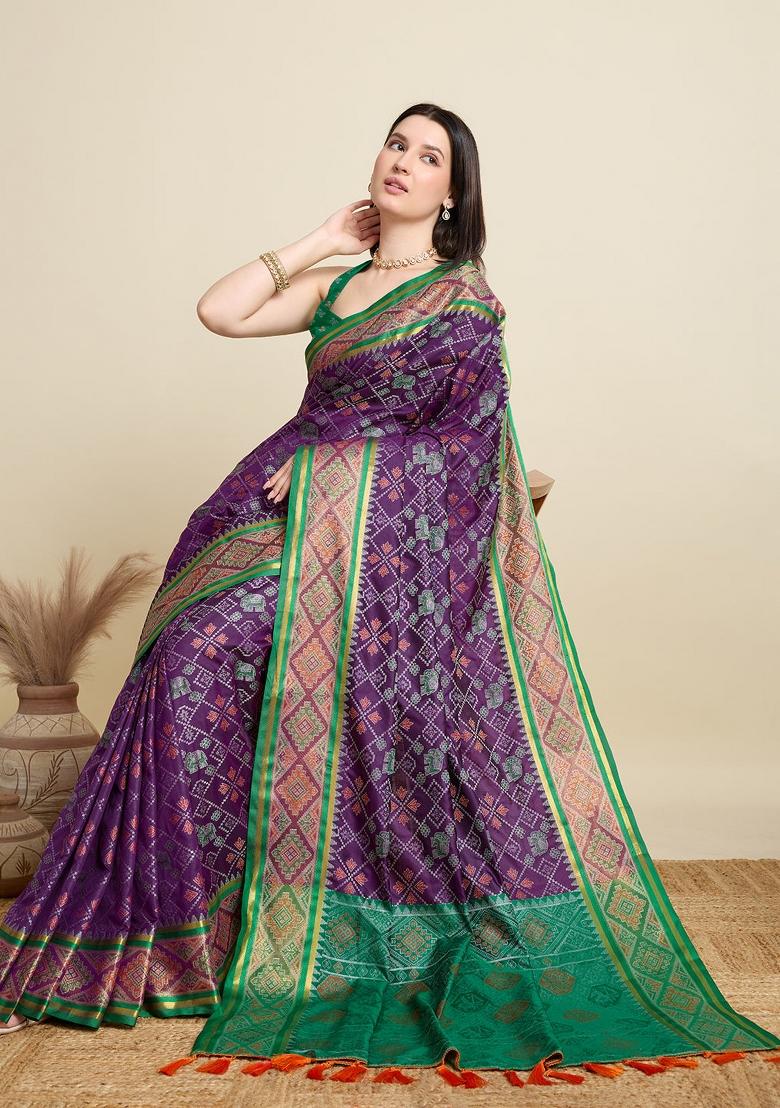 Purple Weaving Work Patola Silk Saree Set