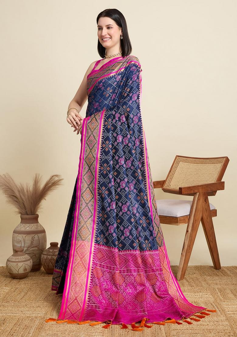 Rayol Blue Weaving Work Patola Silk Saree Set