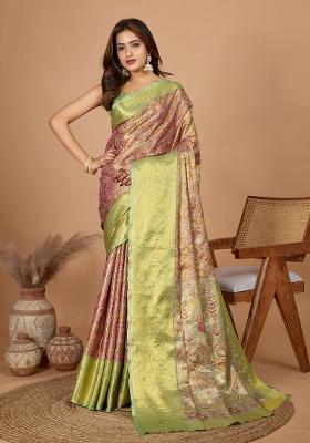 Green Weaving Work Kanjivaram Silk Saree Set
