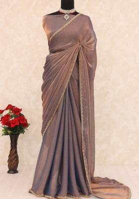 Coffee Brown Lace Border Jimmy Choo Saree Set