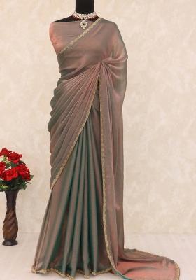 Beige Lace Border Jimmy Choo Saree Set